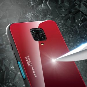 Hurtel Gradient Glass etui pokrowiec nakładka ze szkła hartowanego Xiaomi Redmi Note 9 Pro / Redmi Note 9S czarno-czerwony 14