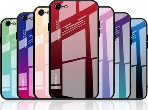 Hurtel Gradient Glass etui pokrowiec nakładka ze szkła hartowanego iPhone SE 2020 / iPhone 8 / iPhone 7 czarno-niebieski 19