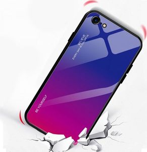 Hurtel Gradient Glass etui pokrowiec nakładka ze szkła hartowanego iPhone SE 2020 / iPhone 8 / iPhone 7 czarno-niebieski 6