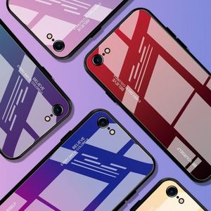 Hurtel Gradient Glass etui pokrowiec nakładka ze szkła hartowanego iPhone SE 2020 / iPhone 8 / iPhone 7 czarno-niebieski 7