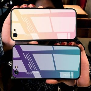 Hurtel Gradient Glass etui pokrowiec nakładka ze szkła hartowanego iPhone SE 2020 / iPhone 8 / iPhone 7 zielono-fioletowy 13