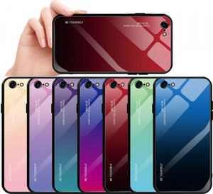 Hurtel Gradient Glass etui pokrowiec nakładka ze szkła hartowanego iPhone SE 2020 / iPhone 8 / iPhone 7 zielono-fioletowy 18
