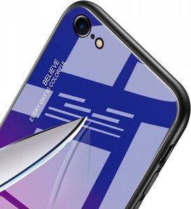 Hurtel Gradient Glass etui pokrowiec nakładka ze szkła hartowanego iPhone SE 2020 / iPhone 8 / iPhone 7 zielono-fioletowy 10