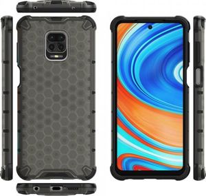 Hurtel Honeycomb etui pancerny pokrowiec z żelową ramką Xiaomi Redmi Note 9S czarny 2