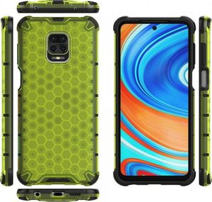 Hurtel Honeycomb etui pancerny pokrowiec z żelową ramką Xiaomi Redmi Note 9S zielony 2