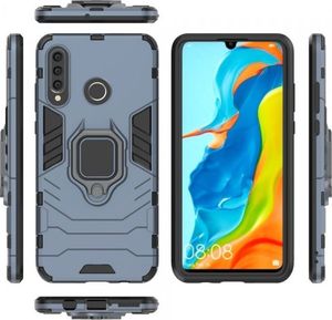 Hurtel Ring Armor pancerne hybrydowe etui pokrowiec + magnetyczny uchwyt Huawei P30 Lite niebieski 10
