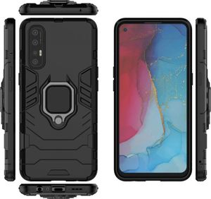 Hurtel Ring Armor pancerne hybrydowe etui pokrowiec + magnetyczny uchwyt Oppo Reno3 Pro czarny 18