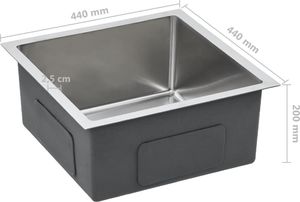 Zlewozmywak vidaXL Ręcznie robiony  kuchenny z sitkiem, stal nierdzewna 7