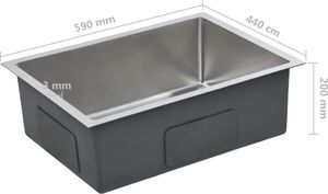 Zlewozmywak vidaXL Ręcznie robiony  kuchenny z sitkiem, stal nierdzewna 7