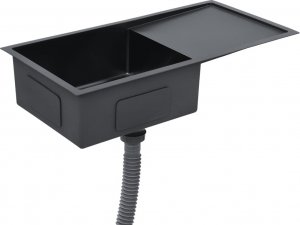 Zlewozmywak vidaXL Ręcznie robiony  kuchenny, sitko, czarny, stal nierdzewna 8