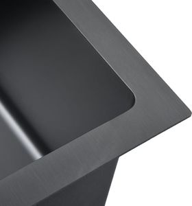 Zlewozmywak vidaXL Ręcznie robiony  kuchenny, sitko, czarny, stal nierdzewna 5