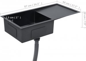 Zlewozmywak vidaXL Ręcznie robiony  kuchenny, sitko, czarny, stal nierdzewna 6