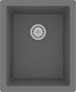 Zlewozmywak vidaXL Zlew kuchenny z otworem przelewowym, szary, granitowy 2