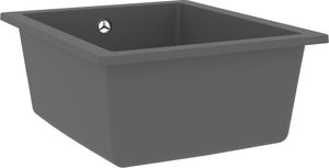 Zlewozmywak vidaXL Zlew kuchenny z otworem przelewowym, szary, granitowy 3