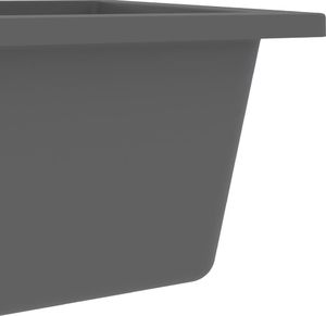 Zlewozmywak vidaXL Zlew kuchenny z otworem przelewowym, szary, granitowy 5