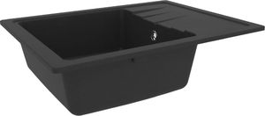 Zlewozmywak vidaXL Owalny  kuchenny z otworem przelewowym, czarny, granitowy 4