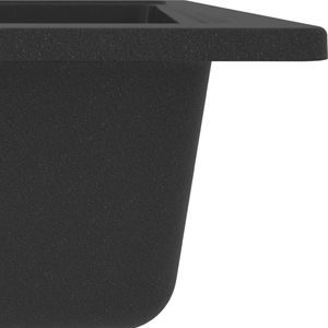 Zlewozmywak vidaXL Owalny  kuchenny z otworem przelewowym, czarny, granitowy 6