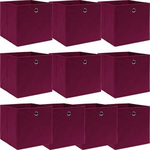 vidaXL 10 pudełek z pokrywami, ciemnoczerwone, 32x32x32 cm, tkanina 1