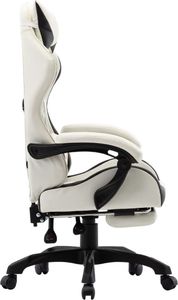 Fotel vidaXL biało-czarny z podnóżkiem (287995) 3