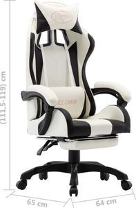 Fotel vidaXL biało-czarny z podnóżkiem (287995) 8