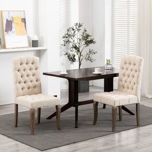 vidaXL Krzesła stołowe 2 szt., beżowe, stylizowane na lniane, tkanina 1