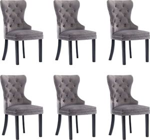 vidaXL Krzesła stołowe, 6 szt., szare, aksamitne 1