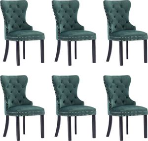 vidaXL Krzesła stołowe, 6 szt., ciemnozielone, aksamitne 1