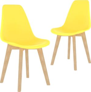 vidaXL Krzesła stołowe, 2 szt., żółte, plastik 1