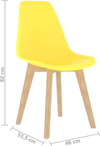 vidaXL Krzesła stołowe, 6 szt., żółte, plastik 7