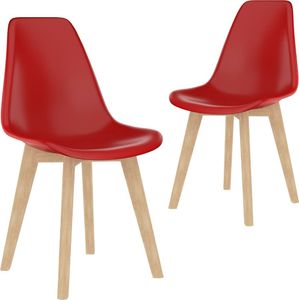 vidaXL Krzesła stołowe, 2 szt., czerwone, plastik 1