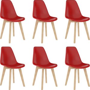 vidaXL Krzesła stołowe, 6 szt., czerwone, plastik 1