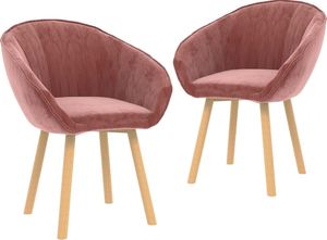 vidaXL Krzesła stołowe, 2 szt., różowe, obite aksamitem 1