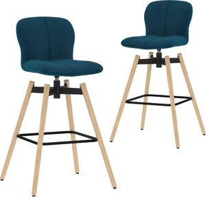 vidaXL Obrotowe krzesła barowe, 2 szt., niebieskie, tkanina 1