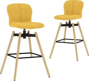 vidaXL Obrotowe krzesła barowe, 2 szt., żółte, tkanina 1