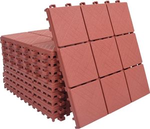 vidaXL Płytki tarasowe, 10 szt., czerwone, 30,5x30,5 cm, plastikowe 1