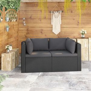 vidaXL 2-częściowa sofa ogrodowa, z poduszkami, polirattan, czarna 1