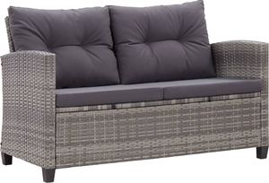 vidaXL 2-osobowa sofa ogrodowa z poduszkami, szara, 124 cm, rattan PE 1