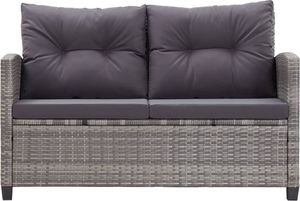 vidaXL 2-osobowa sofa ogrodowa z poduszkami, szara, 124 cm, rattan PE 2
