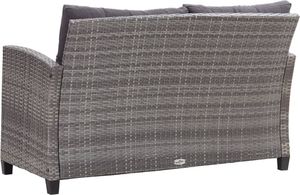 vidaXL 2-osobowa sofa ogrodowa z poduszkami, szara, 124 cm, rattan PE 3