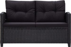 vidaXL 2-osobowa sofa ogrodowa z poduszkami, czarna, 124 cm, rattan PE 2