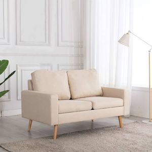 vidaXL 2-osobowa sofa, kremowa, tapicerowana tkaniną 1