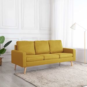 vidaXL 3-osobowa sofa, żółta, tapicerowana tkaniną 1