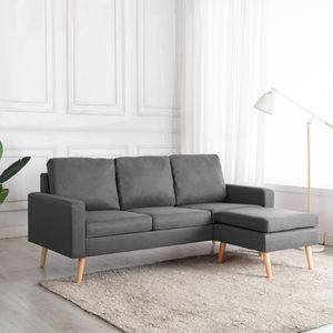 vidaXL 3-osobowa sofa z podnóżkiem, jasnoszara, tapicerowana tkaniną 1