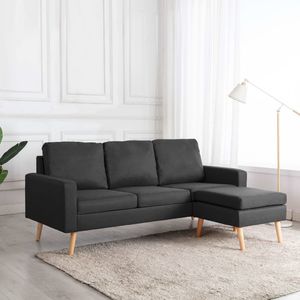 vidaXL 3-osobowa sofa z podnóżkiem, ciemoszara, tapicerowana tkaniną 1