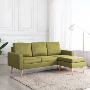 vidaXL 3-osobowa sofa z podnóżkiem, zielona, tapicerowana tkaniną 1