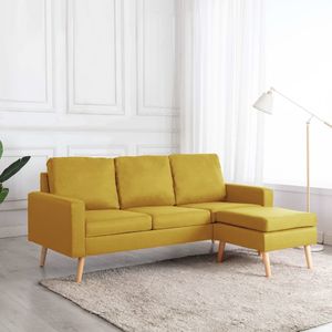 vidaXL 3-osobowa sofa z podnóżkiem, żółta, tapicerowana tkaniną 1