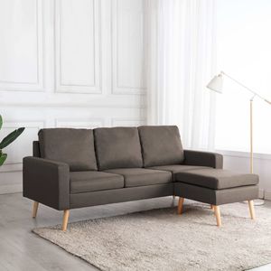 vidaXL 3-osobowa sofa z podnóżkiem, kolor taupe, tapicerowana tkaniną 1