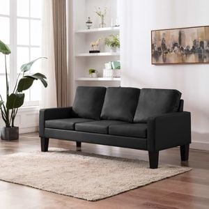 vidaXL 3-osobowa sofa, czarna, sztuczna skóra 1