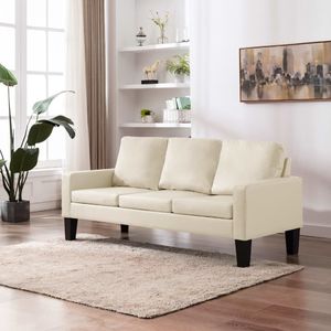 vidaXL 3-osobowa sofa, kremowa, sztuczna skóra 1