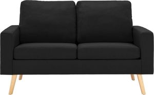 vidaXL 2-częściowy komplet wypoczynkowy, obity tkaniną, czarny 3